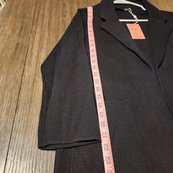 Quince 100% Organic Cotton Knit Blazer NWT Black Large - Picture 3 of 6